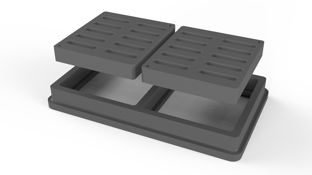 Kompozitní mříž s rámem pro horskou vpusť